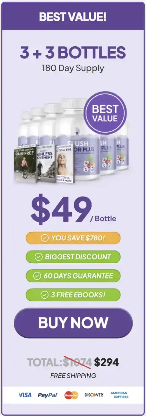 Flush Factor Plus 6 bottle value package promotion